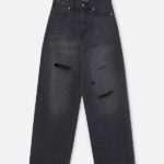 Scuffers Jumbo Ripped Pants Washed Black Front | RL4-24968
